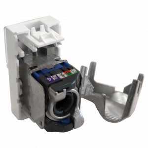 Вставка Mosaic 22.5x45, RJ-45 STP, кат.6, со шторкой и увеличенным окном маркировки, белая